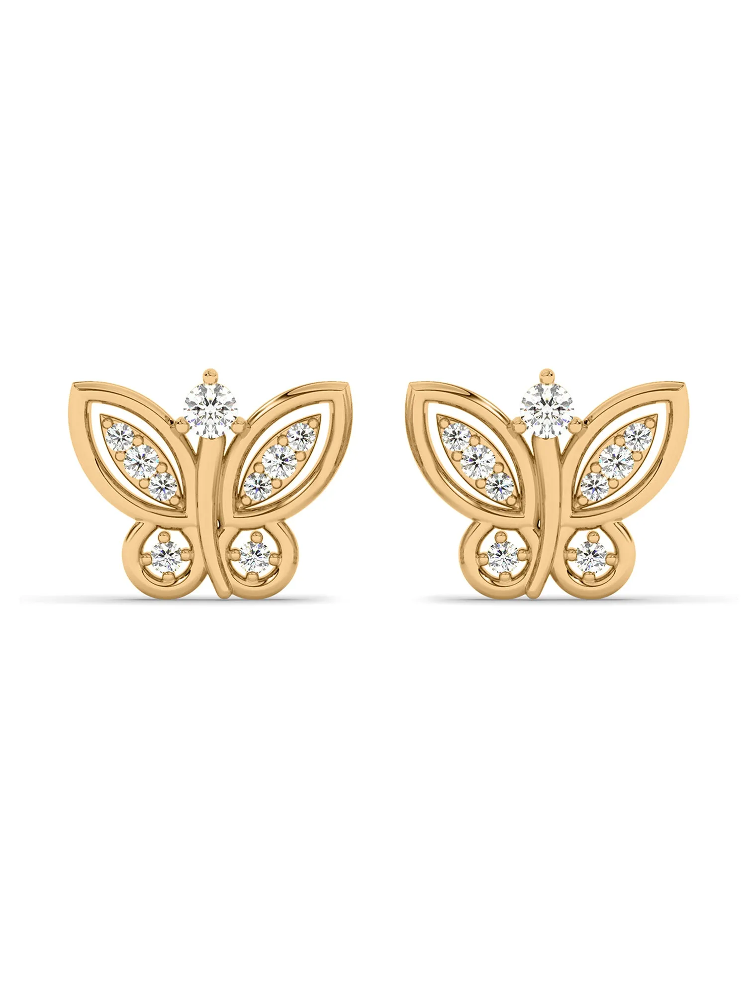 Butterfly Diamond Earring Studs In Gold