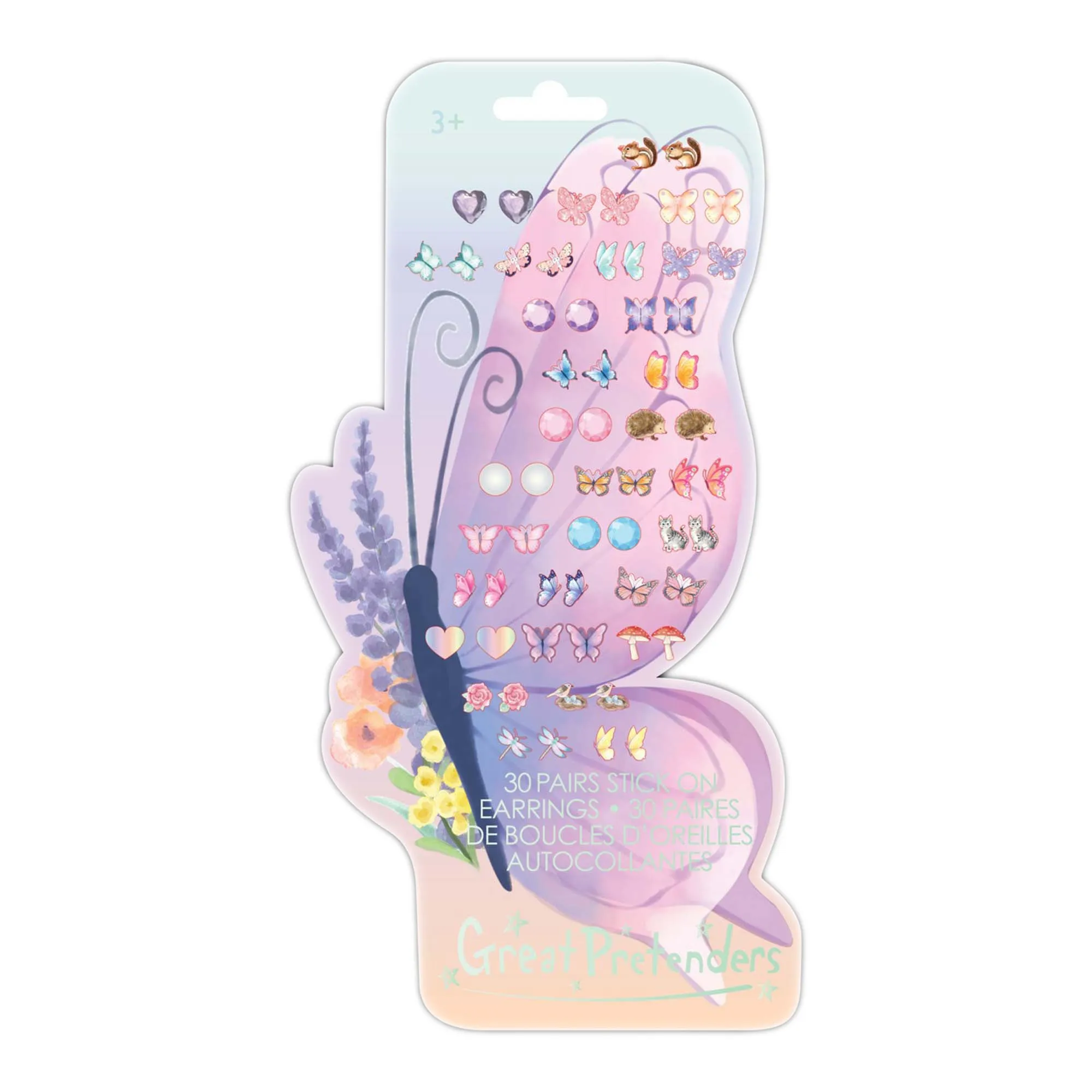 Butterfly Sticker Earrings for Kids, 30 Count