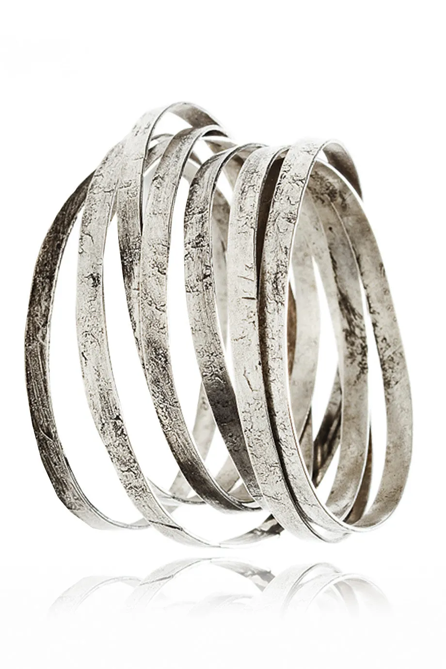 BY THE STONES WIRE Silver Wide Bangle