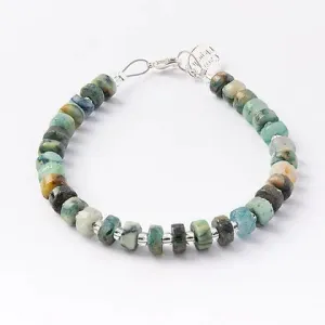 Carrie Elspeth Lapis Lazuli Botanicals & Chrysocolla Beaded Bracelet