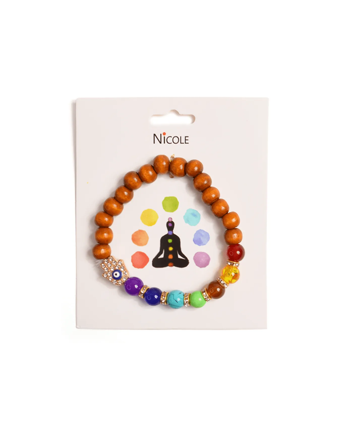 Chakra Symbols Wooden Bracelet