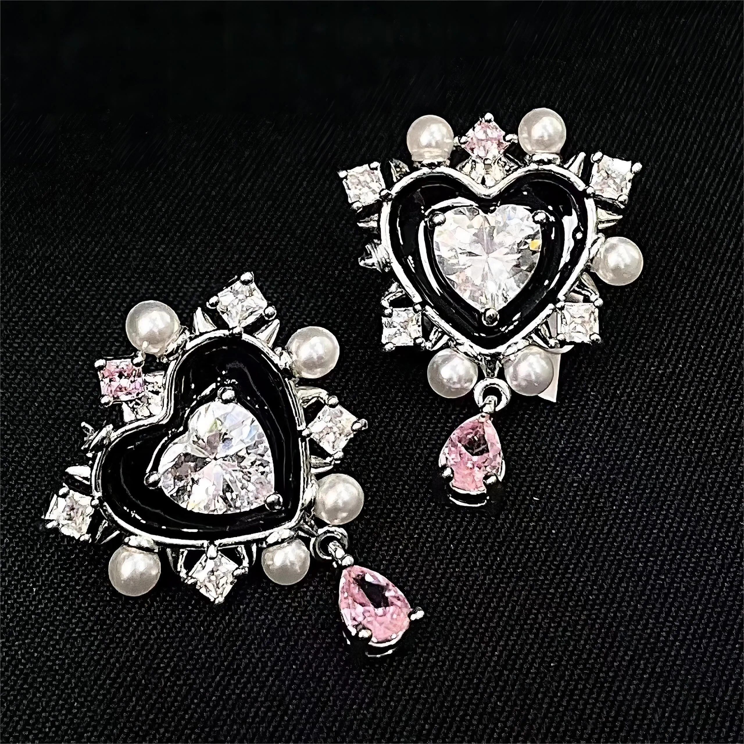 Charming Big Heart Pearl Earrings