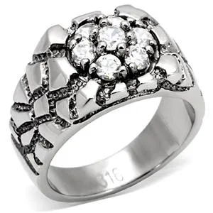 CJ7814OS Wholesale Men's Stainless Steel Cluster Nugget Ring