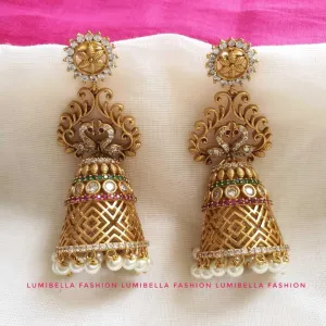 Cone Shaped American Diamond Bird Style Jhumki