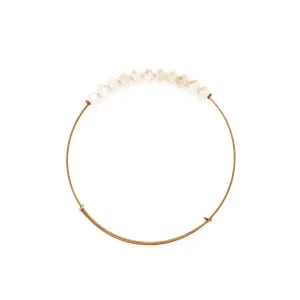 Creme Matte Crystal Wire Bangle