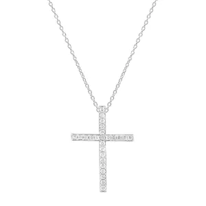 Cross Pendant with 1/4ct of Diamonds in 9ct White Gold with Sterling Silver Necklace