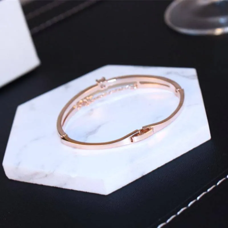 Crystal Star Cuff Bangle Rose Gold