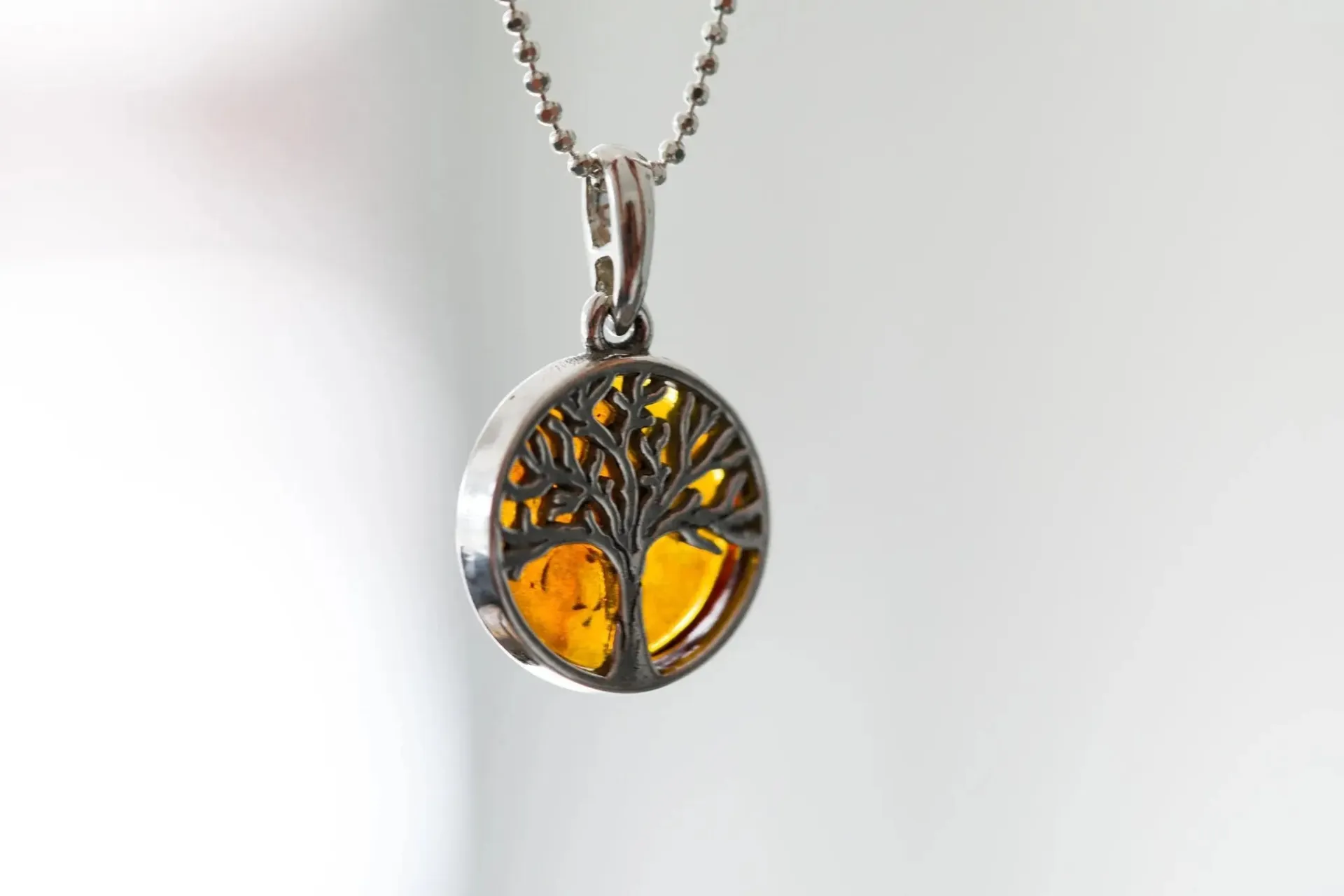 Dainty Mini Tree of Life Pendant | Sterling Silver Amber Charm Necklace