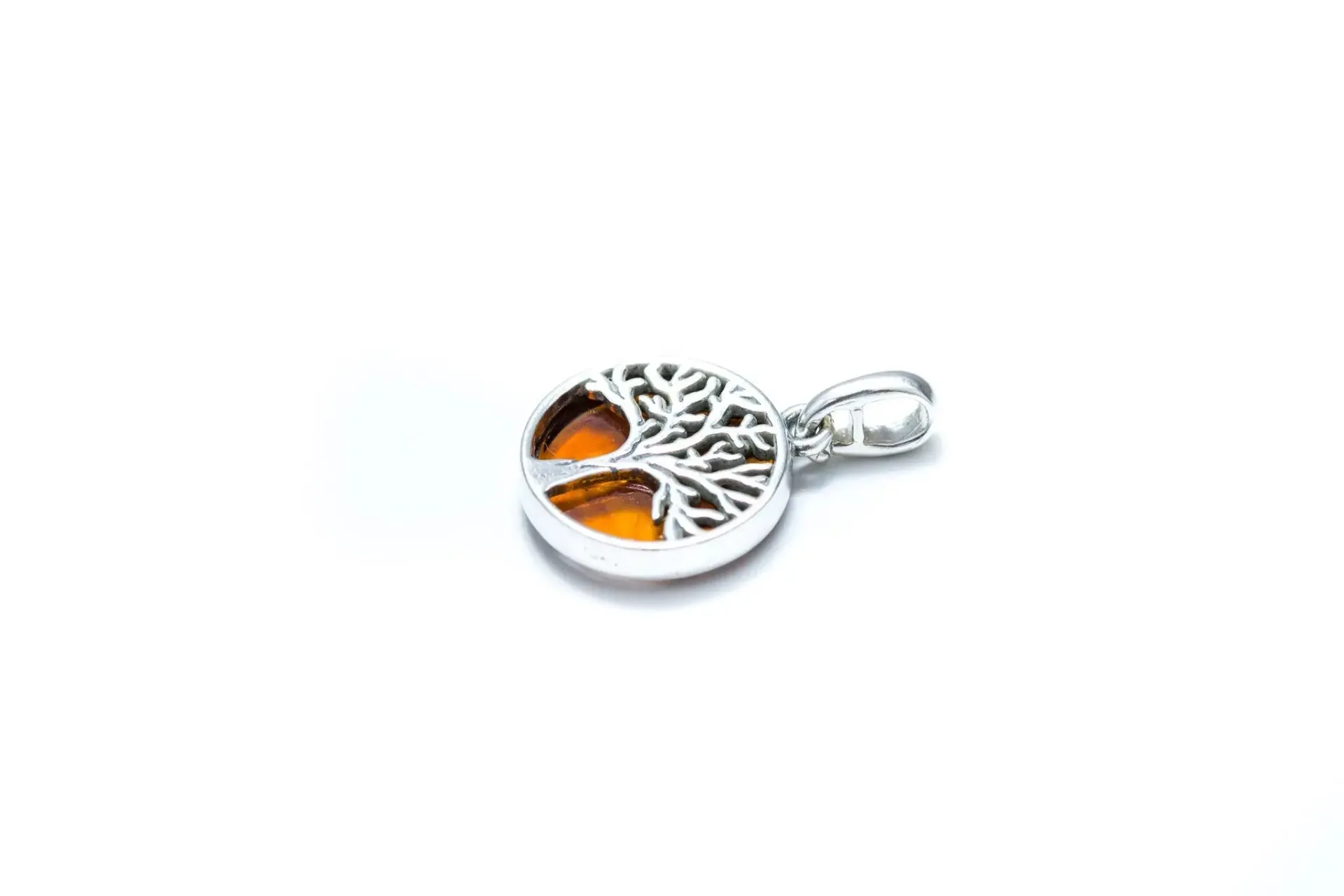 Dainty Mini Tree of Life Pendant | Sterling Silver Amber Charm Necklace