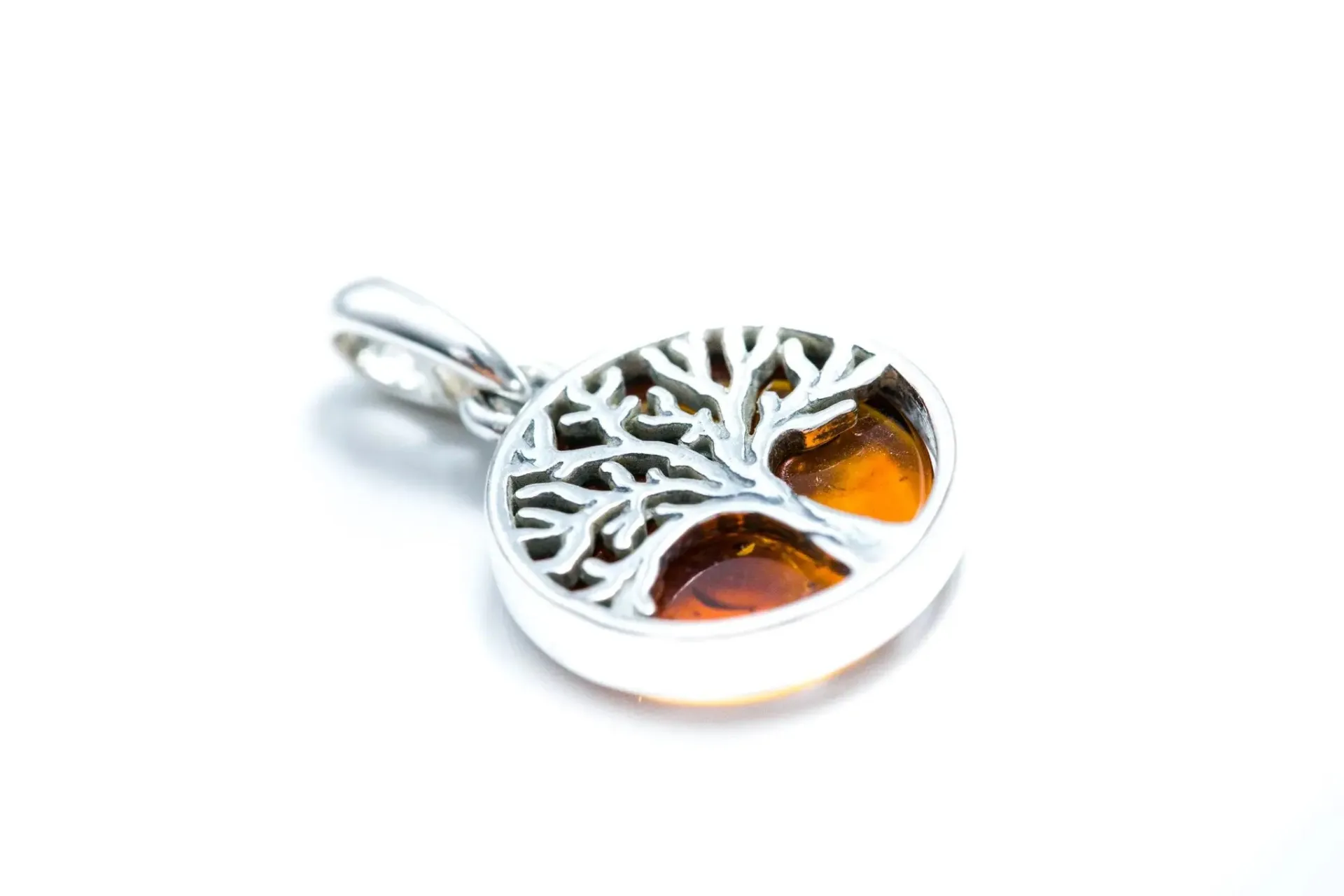 Dainty Mini Tree of Life Pendant | Sterling Silver Amber Charm Necklace