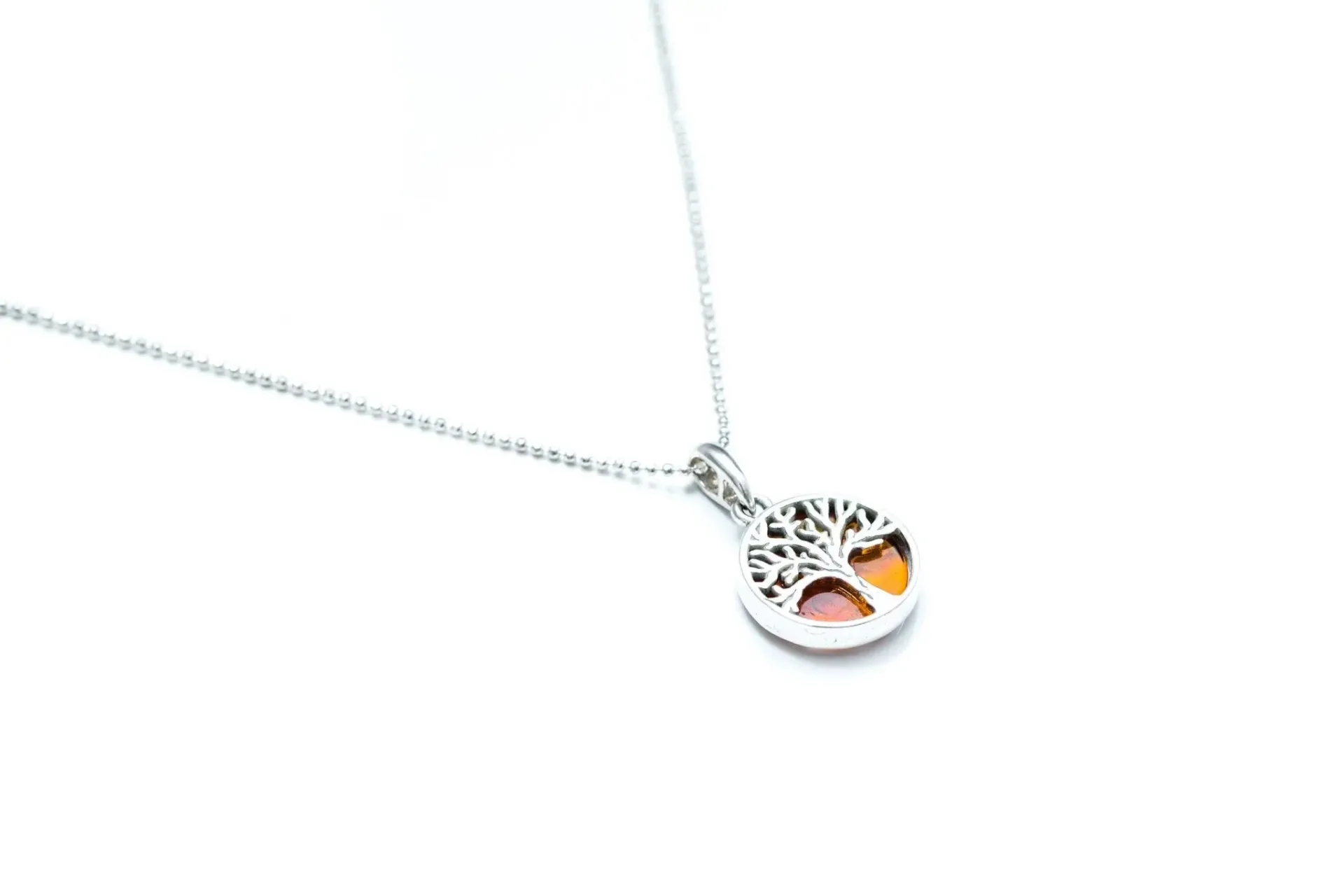 Dainty Mini Tree of Life Pendant | Sterling Silver Amber Charm Necklace