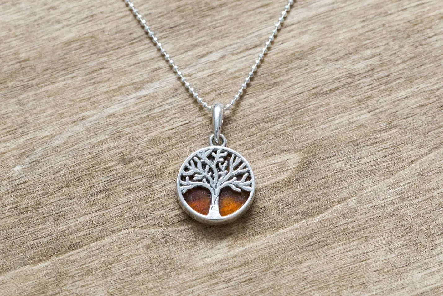 Dainty Mini Tree of Life Pendant | Sterling Silver Amber Charm Necklace