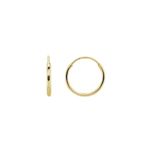 Delicate 10mm 14k gold hoops