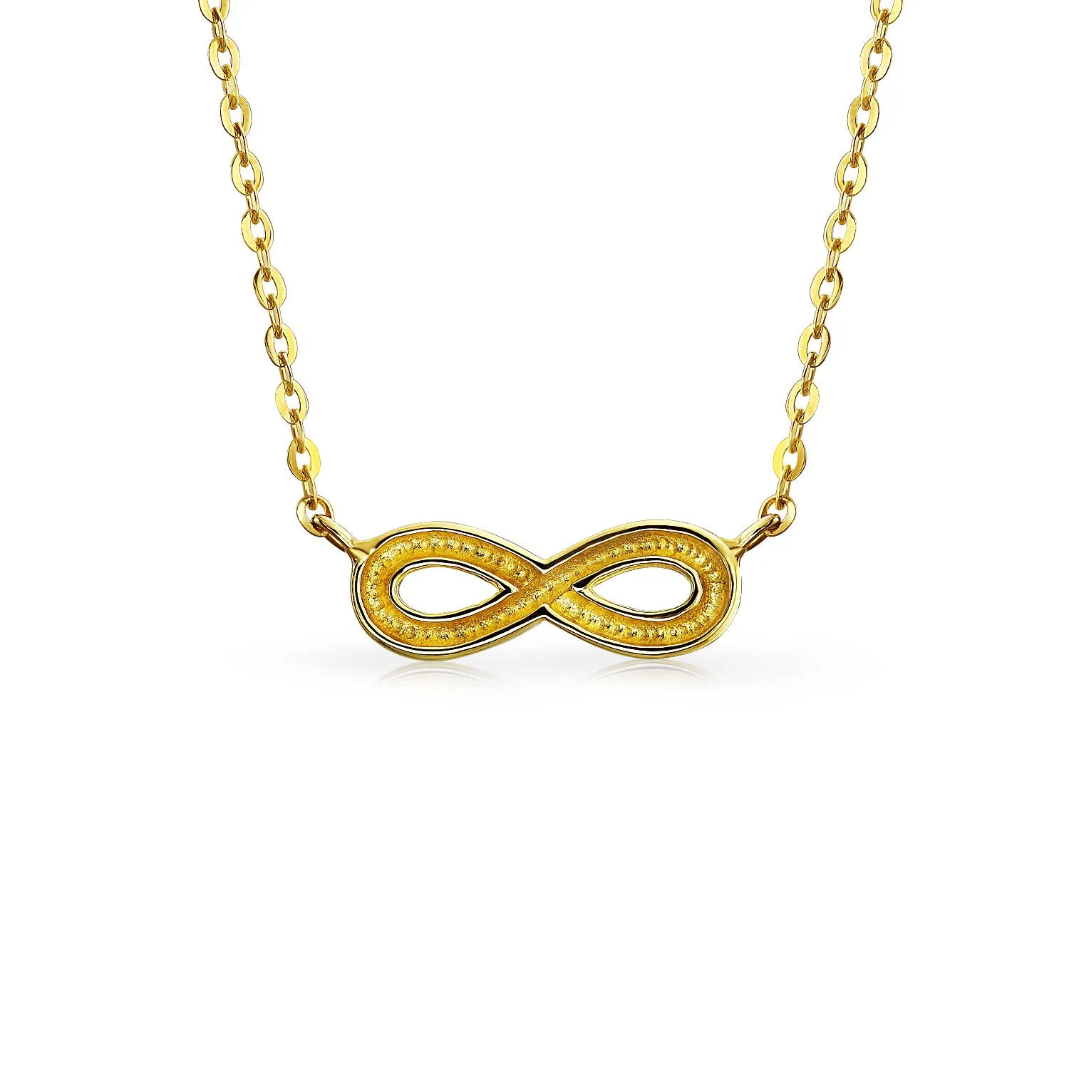 Delicate Eternity Figure Eight Love Knot 14K Gold Infinity Pendant Necklace