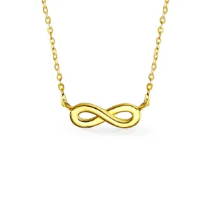 Delicate Eternity Figure Eight Love Knot 14K Gold Infinity Pendant Necklace