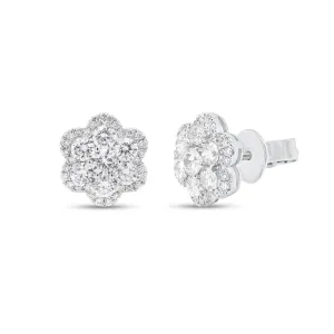 Diamond Flower Stud Earrings