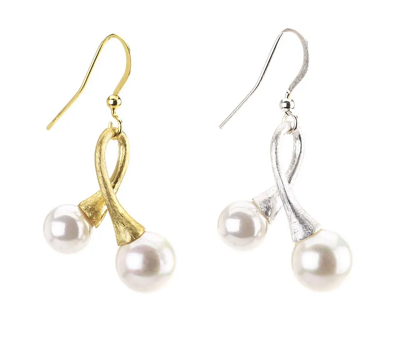 Double Pearl Charm Earrings