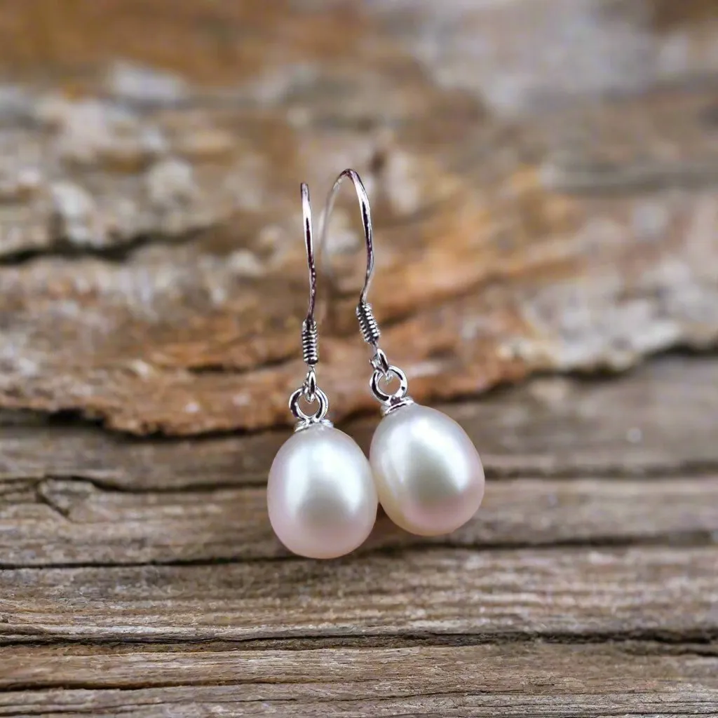 Elegant Natural Freshwater Pearl Drop Earrings for Women, Sterling Silver Hooks, White, Rose, Lavender Pearls – Everyday or Special Occasions Gift