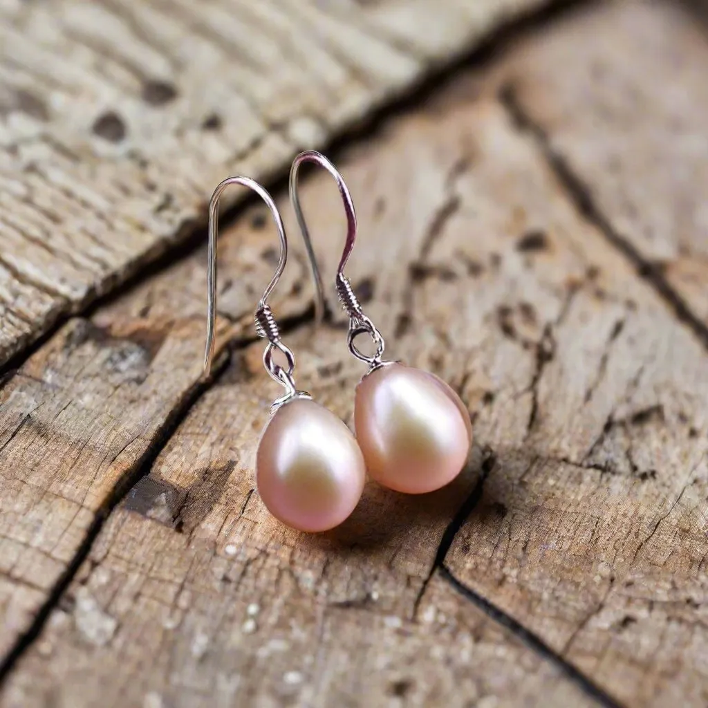 Elegant Natural Freshwater Pearl Drop Earrings for Women, Sterling Silver Hooks, White, Rose, Lavender Pearls – Everyday or Special Occasions Gift