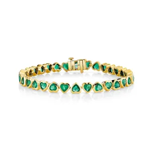 EMERALD BEZEL HEART TENNIS BRACELET