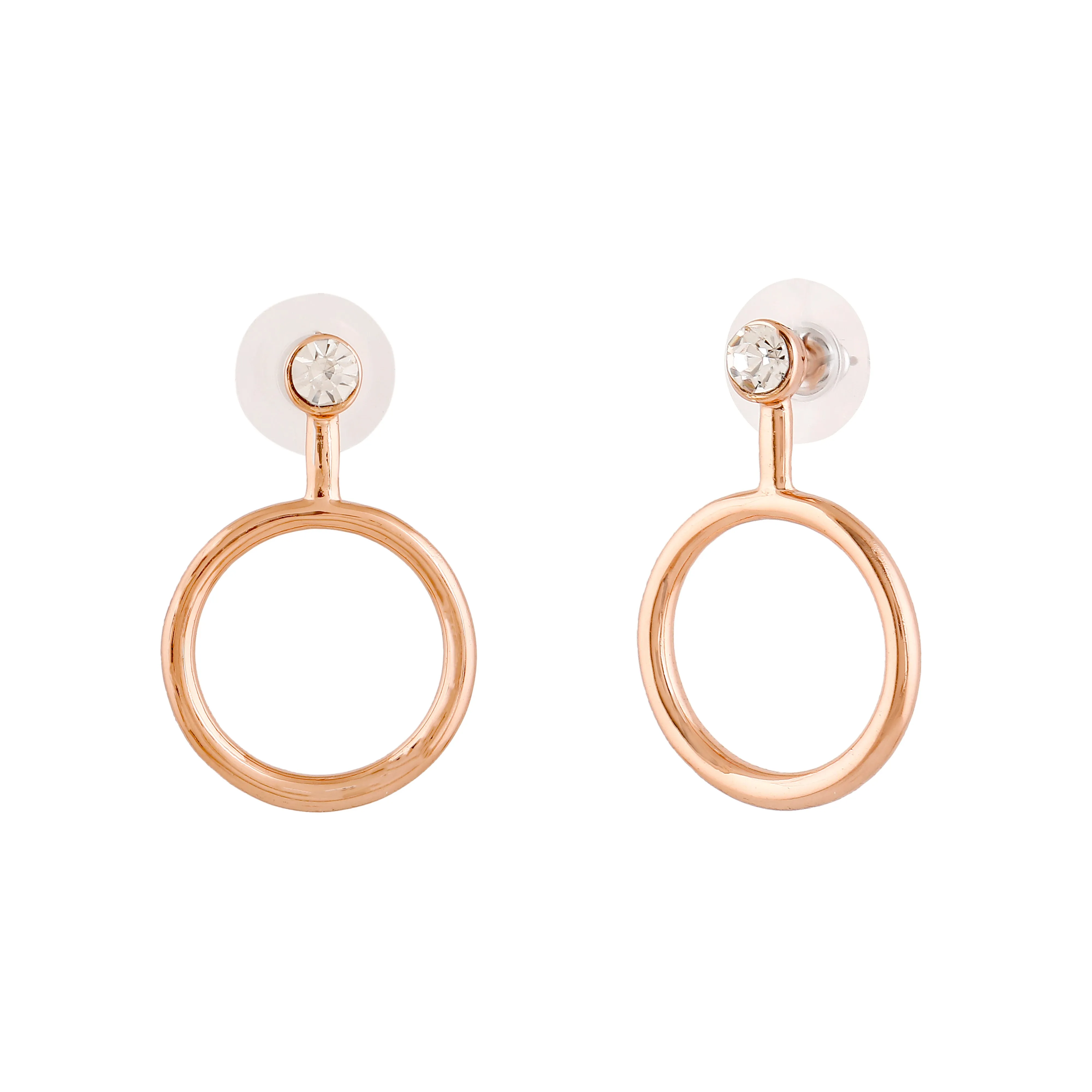 Estele Rose Gold Plated Stylish Circular Designer Earrings for Girls/Women