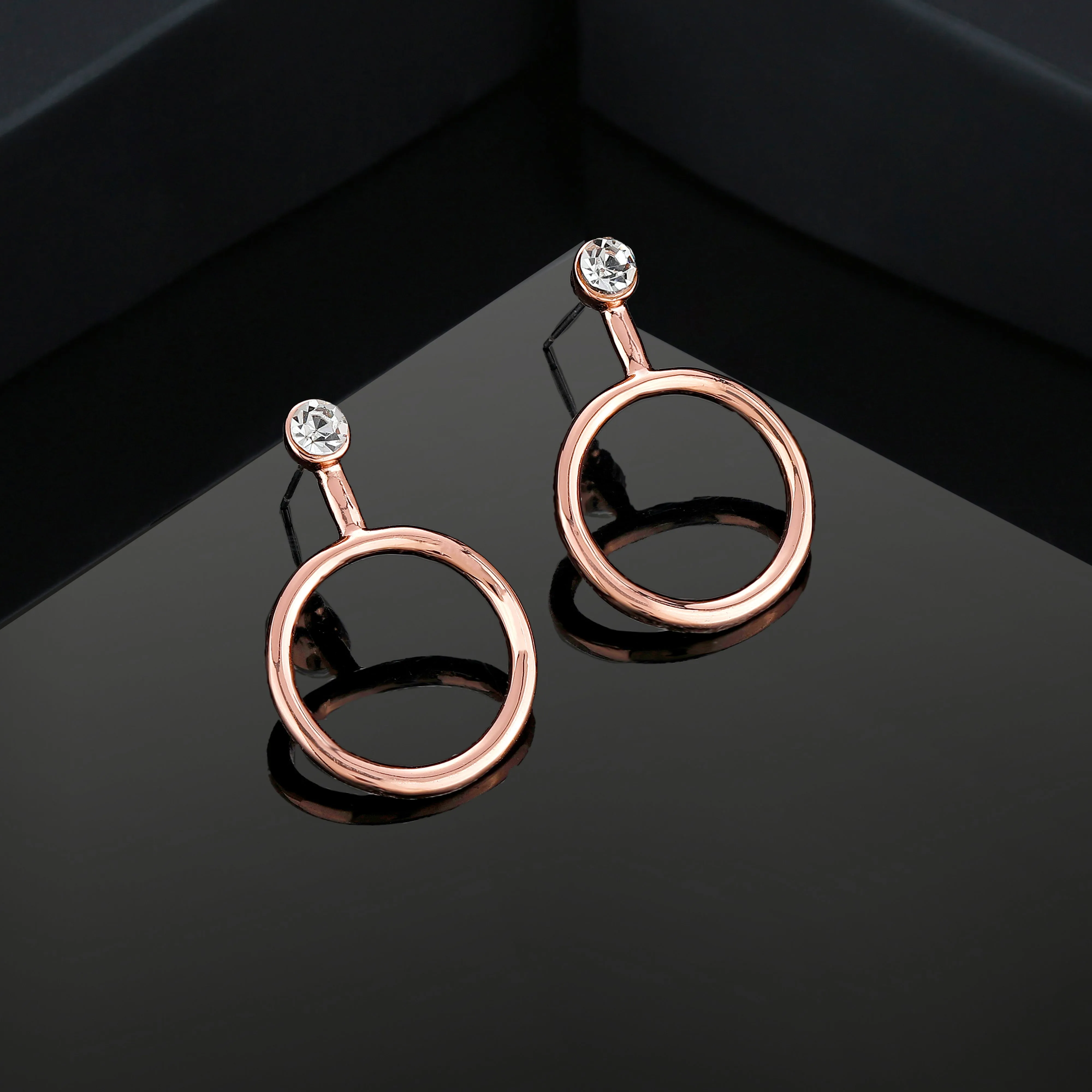 Estele Rose Gold Plated Stylish Circular Designer Earrings for Girls/Women