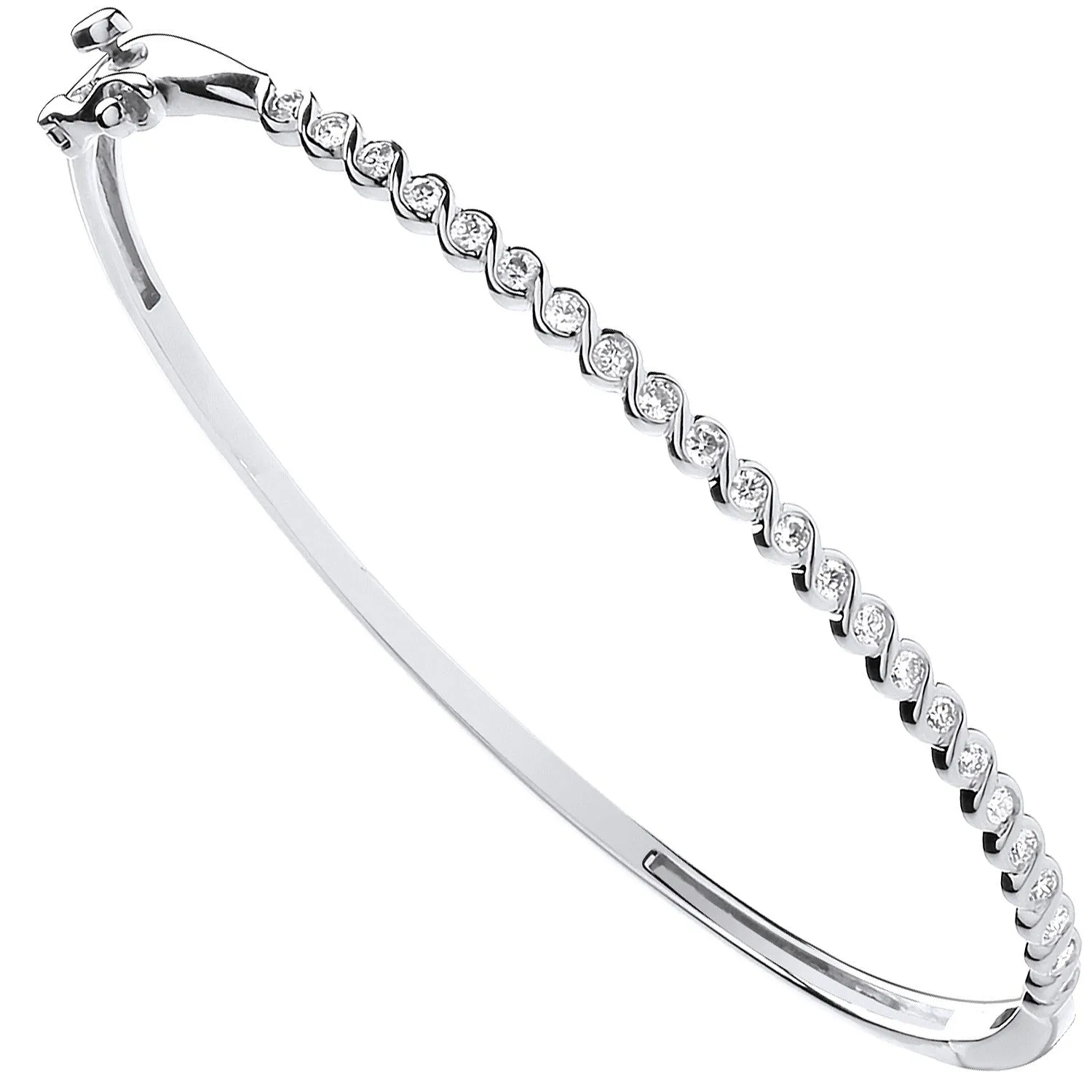 Eternity Bangle Diamond 0.50ct H-SI Quality in 9K White Gold