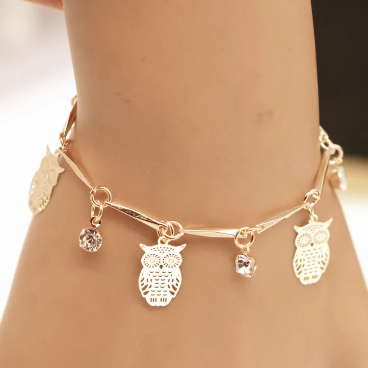 Ethnic Style Golden Owl Tassel Bracelet