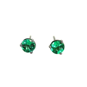 Faceted Cut Emerald Studs