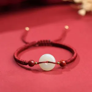 Fashion Natural Hetian Jade Ping An Buckle Bracelet