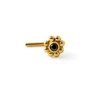 Flower with Black Spinel Gold Nose Stud