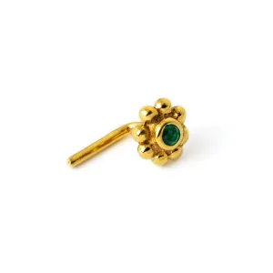 Flower with Green Onyx Gold Nose Stud