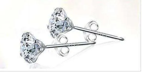 Four Prong Sterling Silver Martini Set CZ Stud Earrings for Women