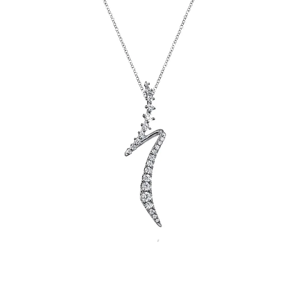 Gabriel 14K White Gold Graduating Diamond Bypass Swirl Pendant Necklace