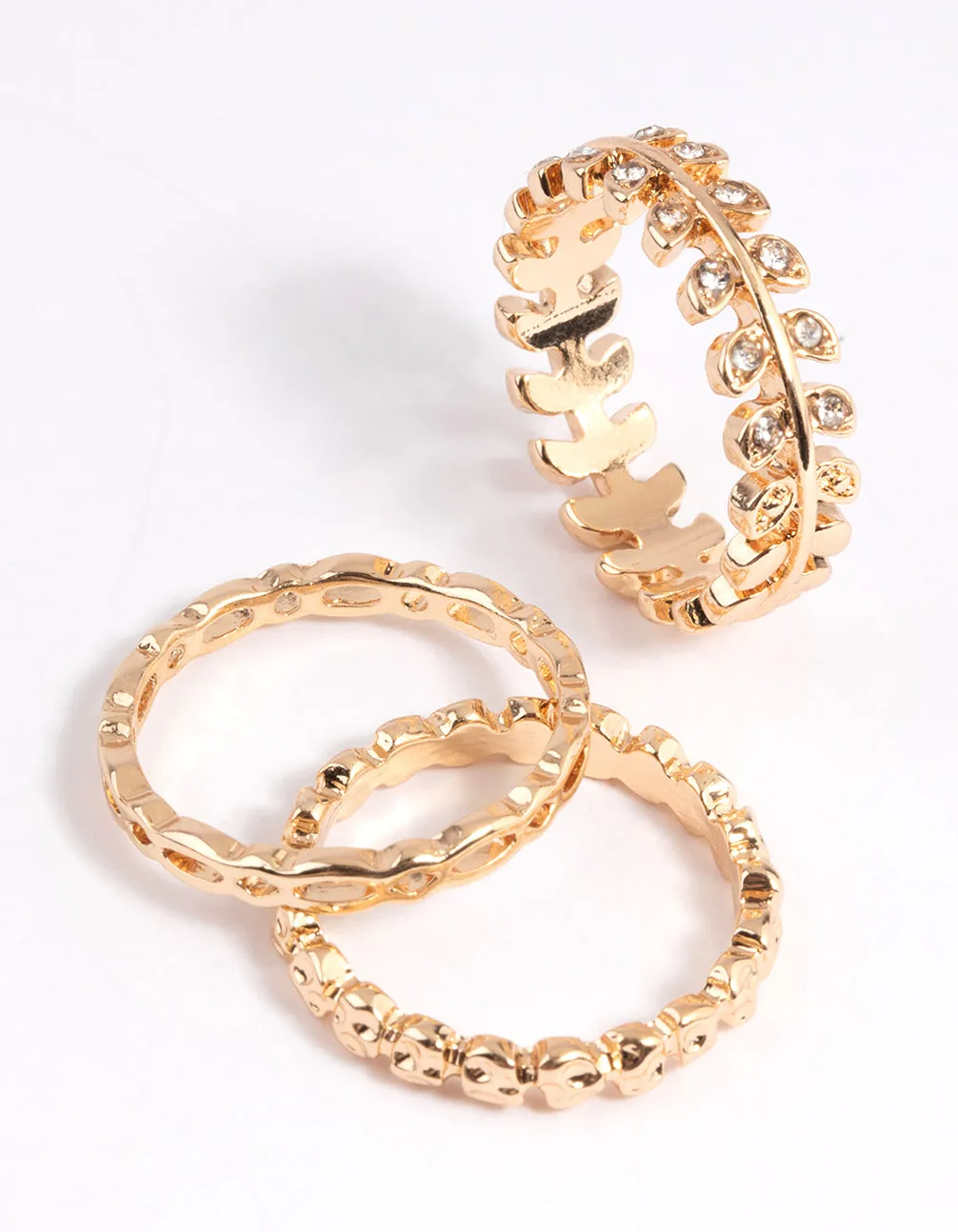 Gold Leaf & Chain Ring Stack Pack