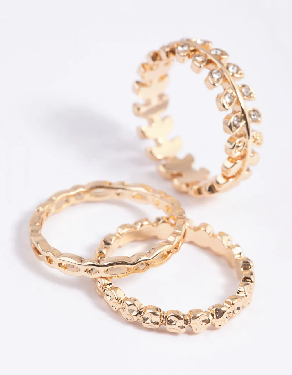 Gold Leaf & Chain Ring Stack Pack