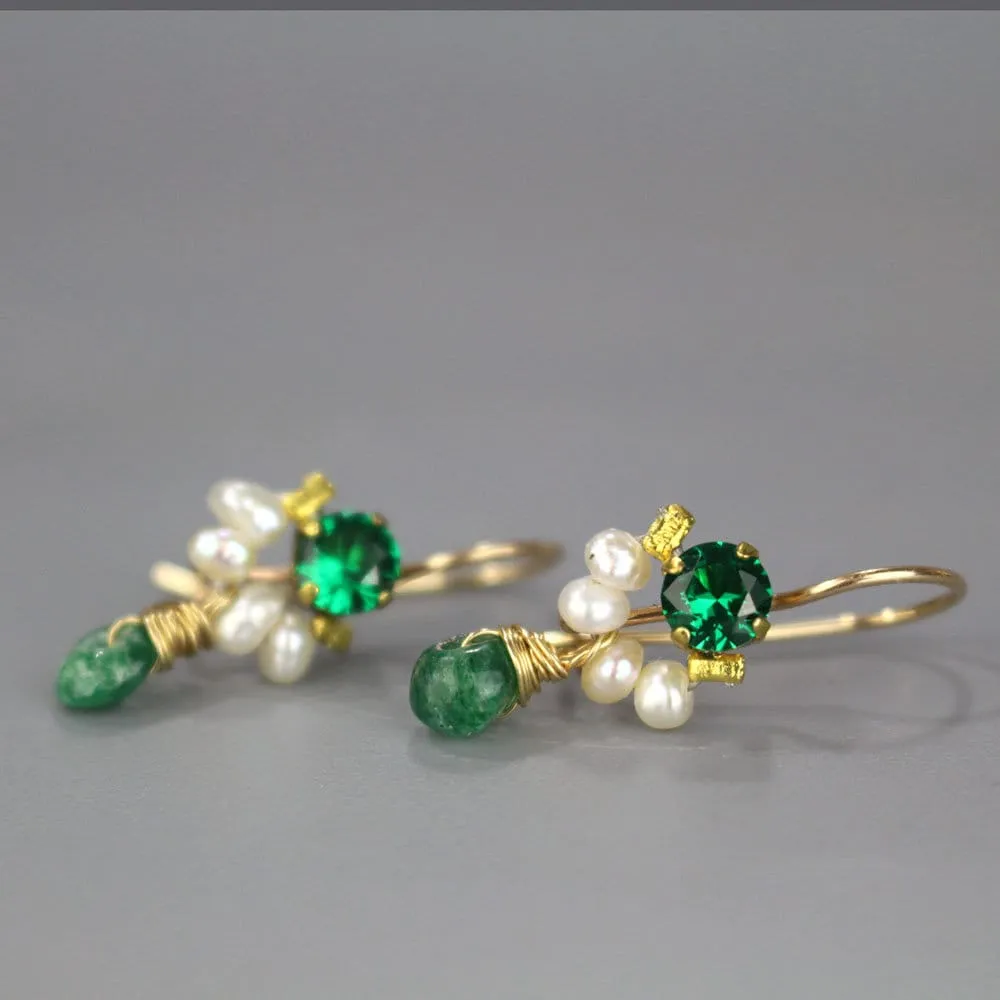 Green Glass Petite Dancer Earrings