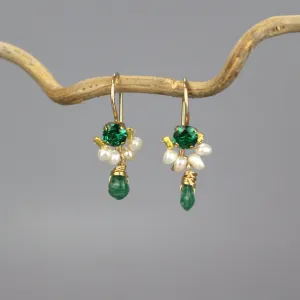 Green Glass Petite Dancer Earrings