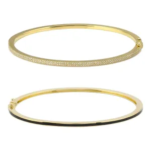 Half Enamel Pave Skinny Bangle