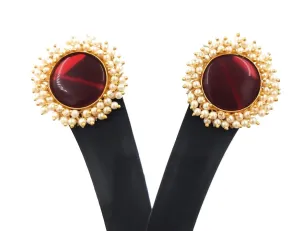 Handmade designer stylish maroon color earrings