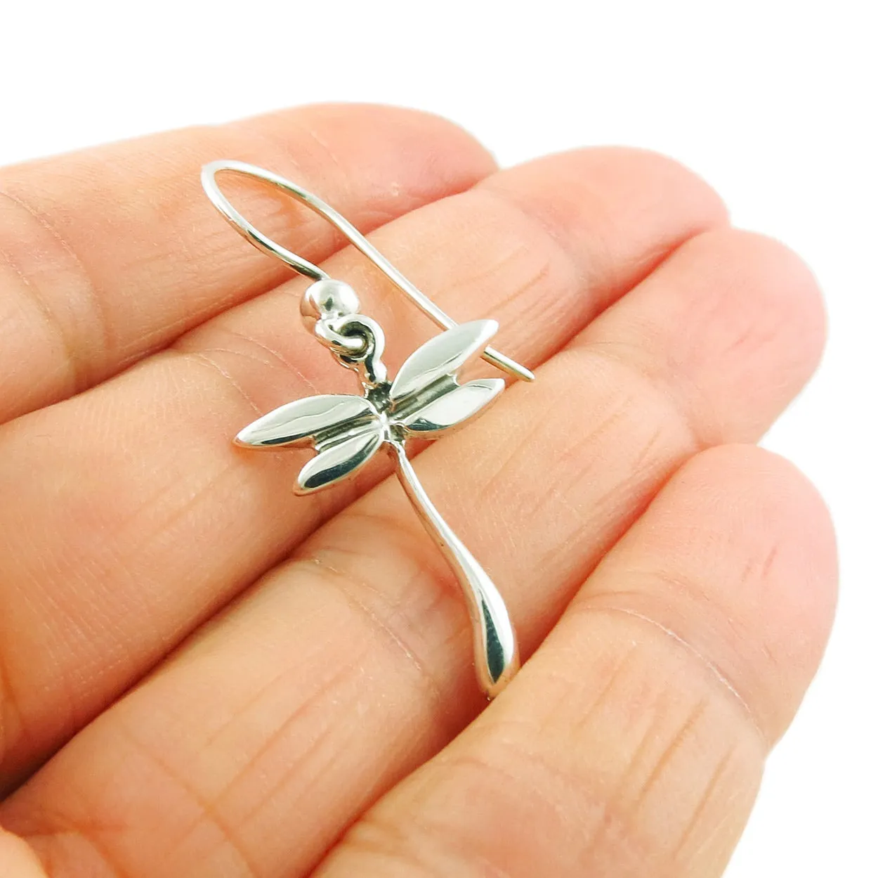 Handmade Dragonfly 925 Sterling Silver Drop Earrings