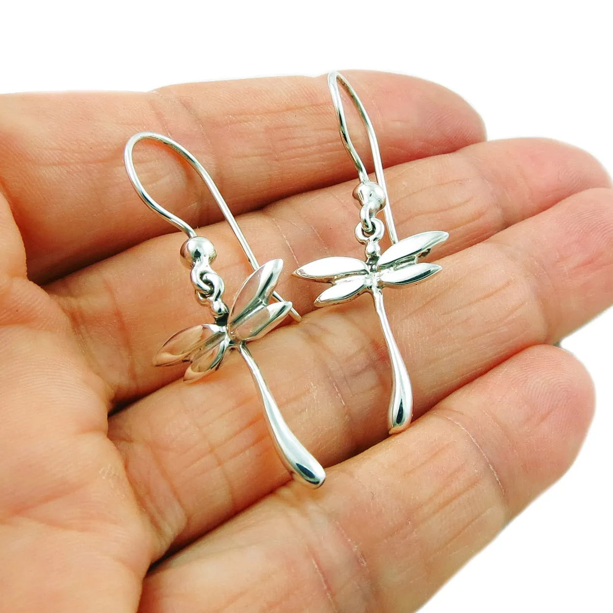 Handmade Dragonfly 925 Sterling Silver Drop Earrings