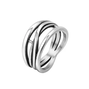 Irregular Lines Titanium Steel Ring with European and American Cool Fashion