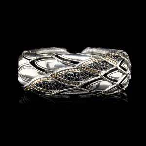 John Hardy Sterling Silver Estate Black Sappire Naga Bold Cuff Bracelet