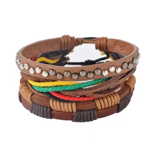 Leather Bracelet Men Multilayer Bead Bracelet Punk Wrap Bracelets for Women Vintage punk Men Jewelry