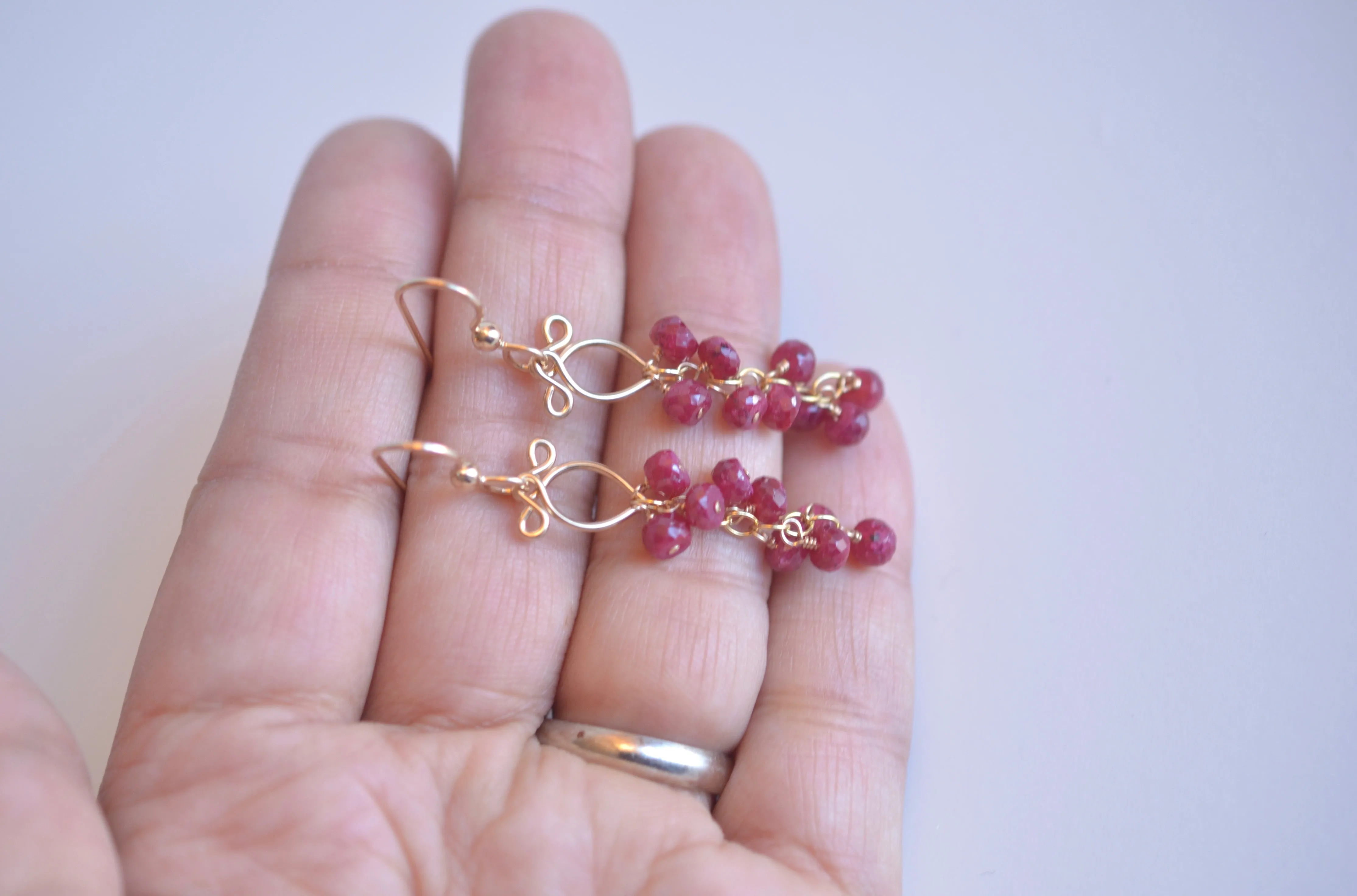 Leyla - Ruby, 14k Gold Filled Earrings