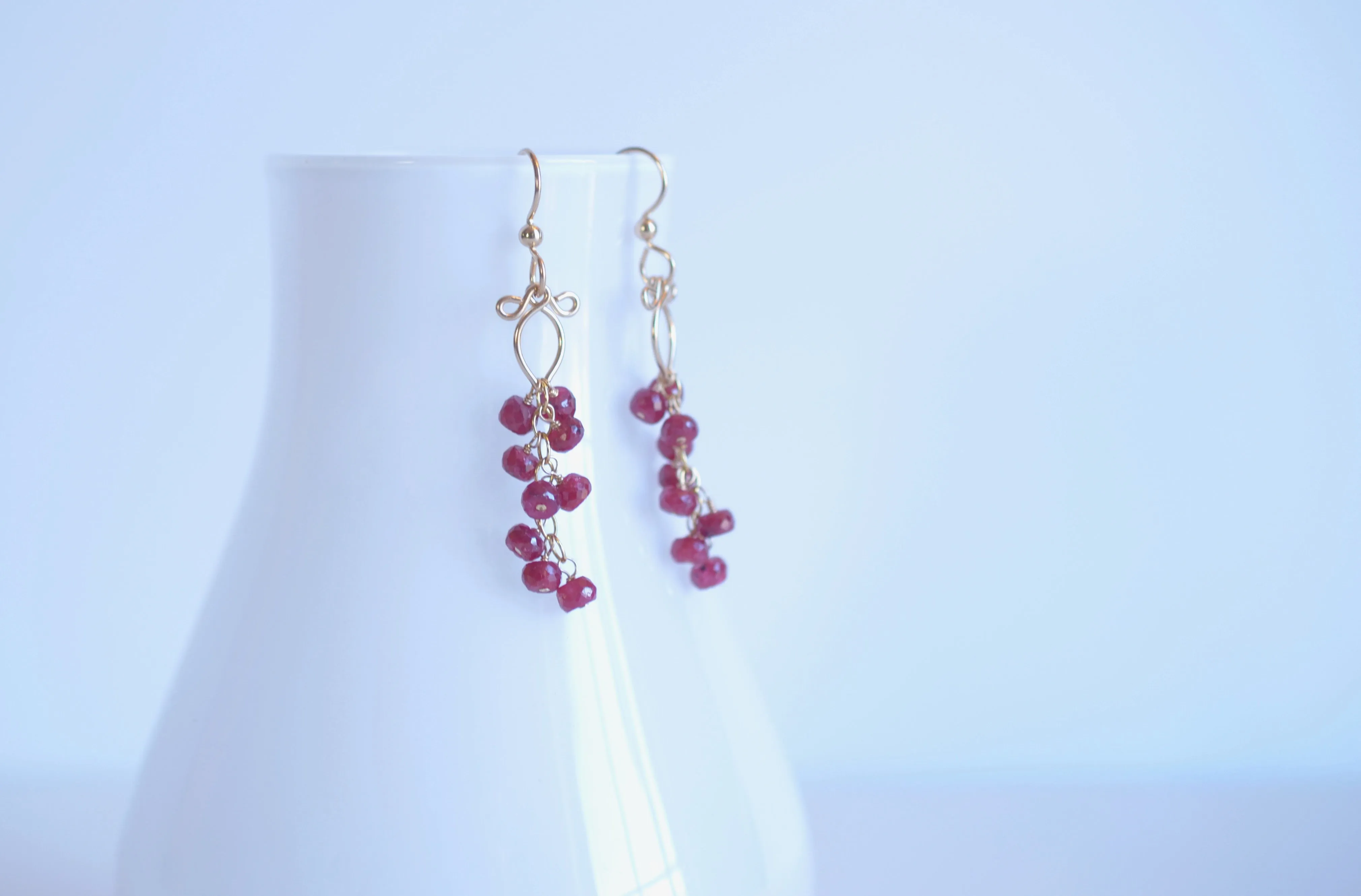 Leyla - Ruby, 14k Gold Filled Earrings