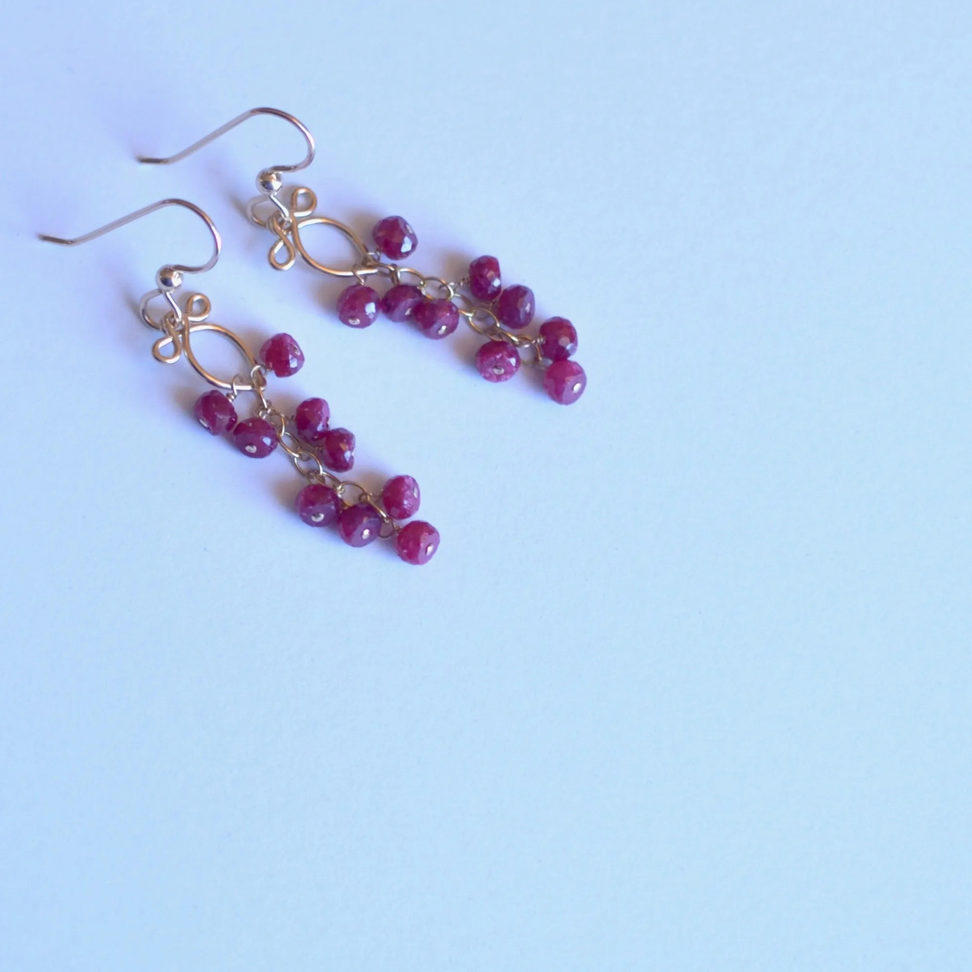 Leyla - Ruby, 14k Gold Filled Earrings