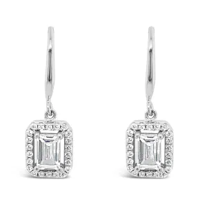 Lorelei Squared Diamante Sterling Silver Delicate Drop Earrings