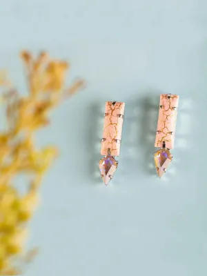 Marble Crystal Drop Earrings Pink